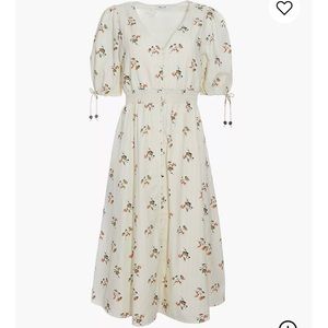Madewell Tie-Sleeve Floral Button-Front Midi Dress